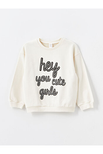 LC Waikiki LCW Bisiklet Yaka Uzun Kollu Baskılı Kız Bebek Sweatshirt ve Tayt 2'li Takım