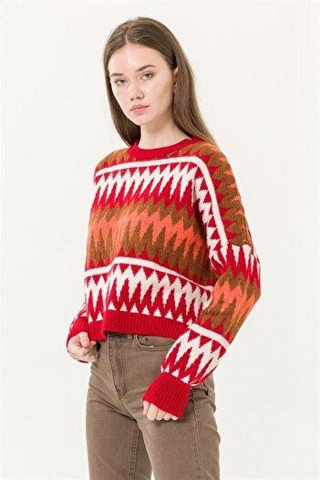 Fashion Friends Red Patterned Sweater