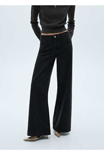 MANGO Woman Snake Skin Look Jean Trousers