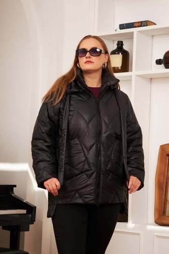 RMG Plus Size Hooded Quilted Puffer Jacket