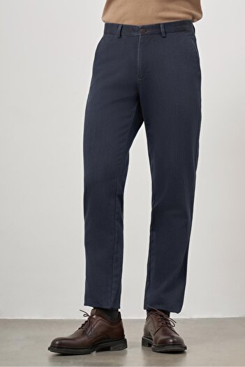 İmza Dark Navy Cotton Side Pocket Casual Comfort Fit Chino Trousers 1003245153