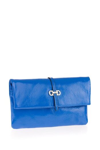 Bilik Deri Mavi-Kırışık-Rugan Kadın Portföy & Clutch Çanta BLM P-02