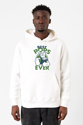 Tshirthane Popeye Best Pops Ever Білий чоловічий 3-панельний світшот з капюшоном