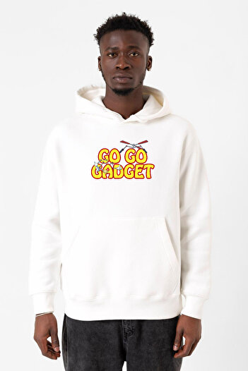 Tshirthane Інспектор Гаджет Go Go Gadget Beyaz Erkek 3ip Kapşonlu Світшот