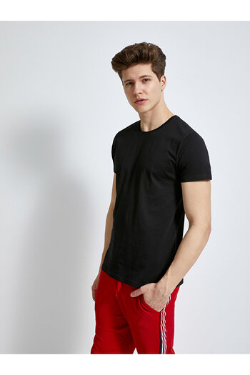 Ltb O-Neck Basic Short Sleeve Regular Black T-Shirt