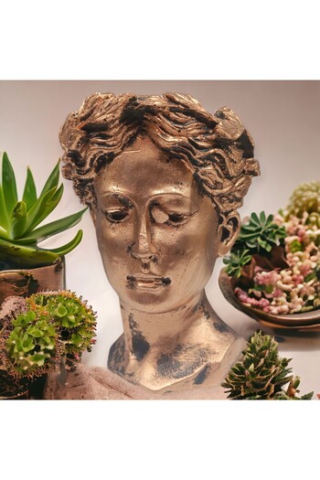 Peramari Helen Flower Pot Vase - Polyester, Copper Antique, Single Decorative Vase