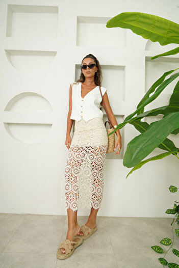 SeninOlsun Beige Lace Skirt