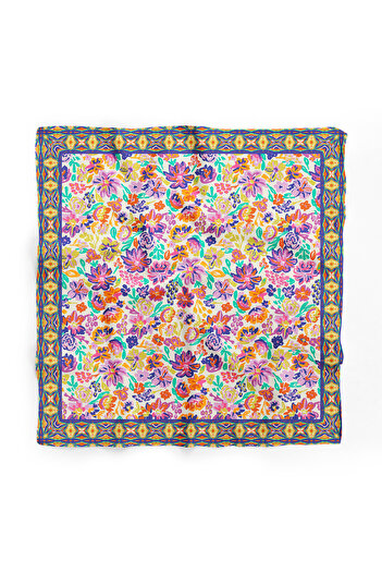 Modabutik Pastel Çiçek Desenli Bandana / Fular Dg9718_01 70x70