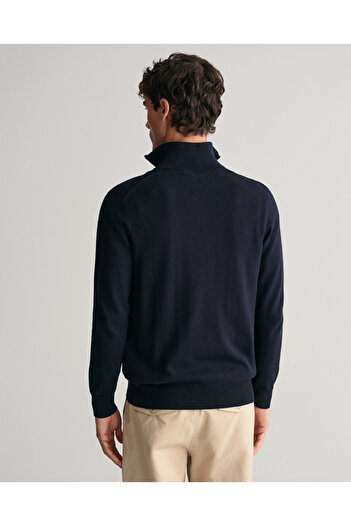 Gant Erkek Lacivert Regular Fit Yarım Fermuarlı Kazak