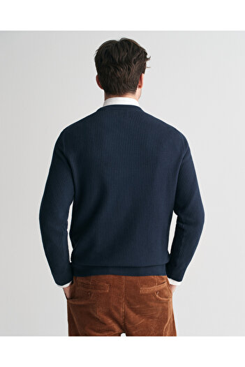 Gant Erkek Lacivert Regular Fit Bisiklet Yaka Kazak