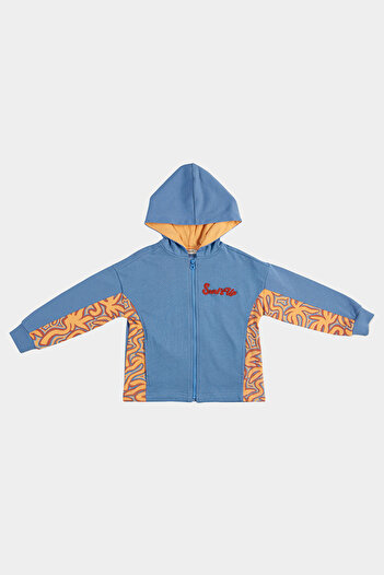 Panço Erkek Çocuk Fermuarlı Mavi Sweatshirt