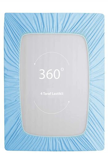 MonoHome Lastikli Çarşaf %100 Pamuk Oeko-tex® Sertifikalı (NEVRESİM KUMAŞINDAN ÜRETİLMİŞTİR) 57 Tel Mavi