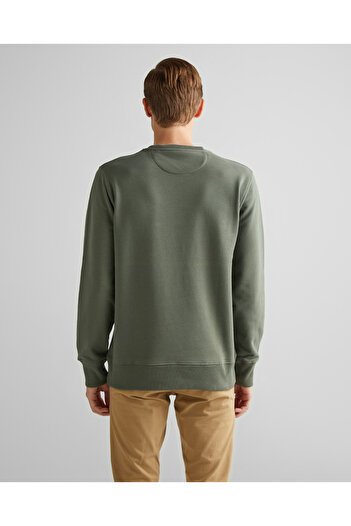Gant Men's Green Regular Fit Crew Neck Logo Sweatshirt