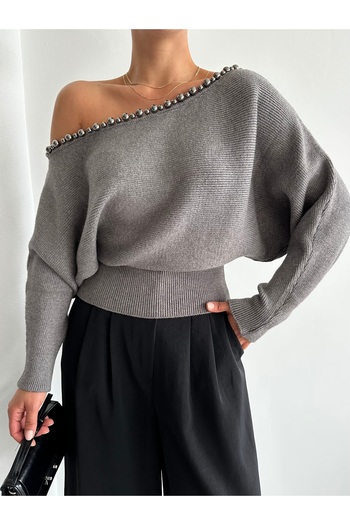 Laluvia Gray Venus Heeled Sweater-4435