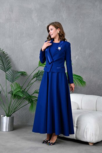 nodilife Crop Jacket Flared Women's Suit Navy Blue