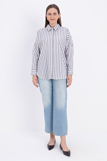 ALLDAY White-Grey Oversize Basic Shirt