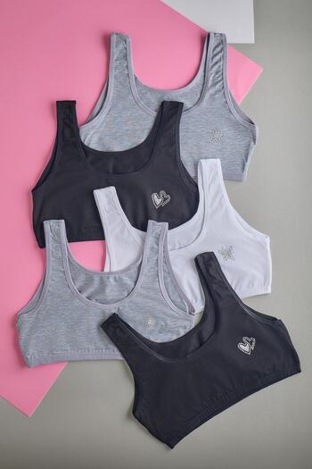 Katia&Bony Girl's 5 Pack Thick Strap Athlete Bustier Black/White