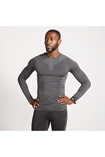 Decathlon Kiprun Чоловіча футболка з довгими рукавами для бігу - Сіра - Kıprun Run 500