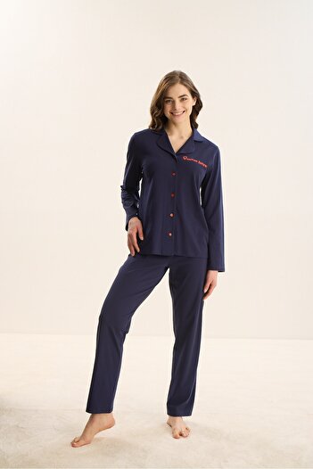 Sevim 15993 Printed Buttoned Pajamas Set