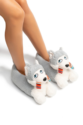 Twigy Camila Women's Gray Animal Slippers - Size 36/41