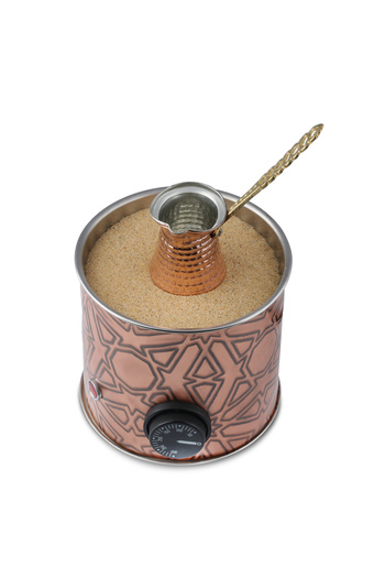 tuliphomev Copper Sand Coffee Machine Compatible with All Countries - with Coffee Pot