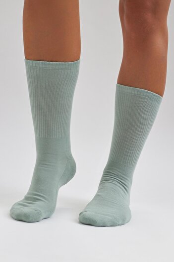 Katia&Bony Men's Towel Sole Long Socks Basic Socket Socks Green