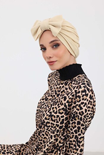 Aisha's Design Χειμερινό καπέλο με φιόγκο, b-27rb, κρεμ
