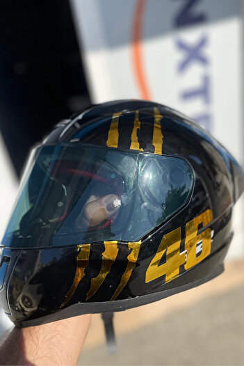 Banxtre Kask için Gold Altın Renk Sticker Seti Pençe İzi ve 46  Sticker Etiket Seti (Toplam 2 Parça)