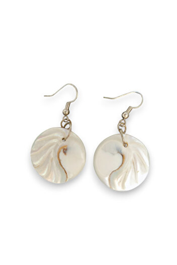 evinizdeki okyanus esintisi turkuaz hediyelik Mother of Pearl Nautilus Earring - Round