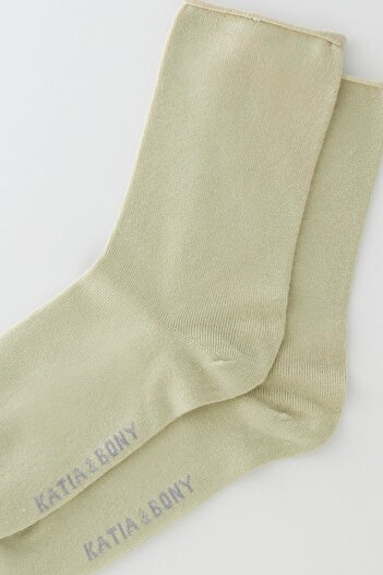 Katia&Bony Women's green color non-elastic modal fabric thin socket socks