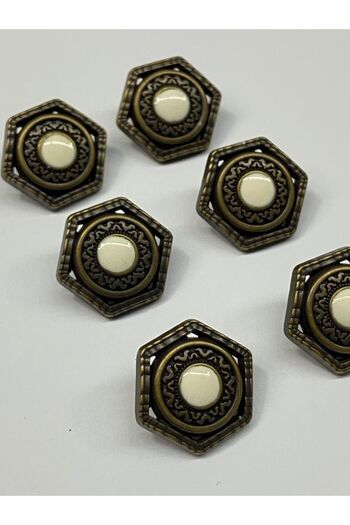 karantuhafiye Italian Cardigan And Vest Button Set / Corner Model / Antique Yellow Set of 6 2 Cm
