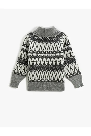 Koton Turtleneck Knit Sweater Long Sleeve Patterned