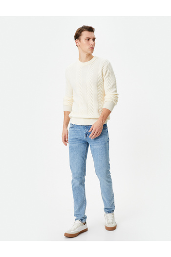 Koton Knitwear Sweater Crew Neck Knitted Textured Long Sleeve