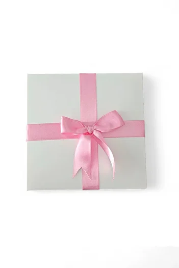 HEDİYEDİYE White Gift Box - Empty with Pink Ribbon