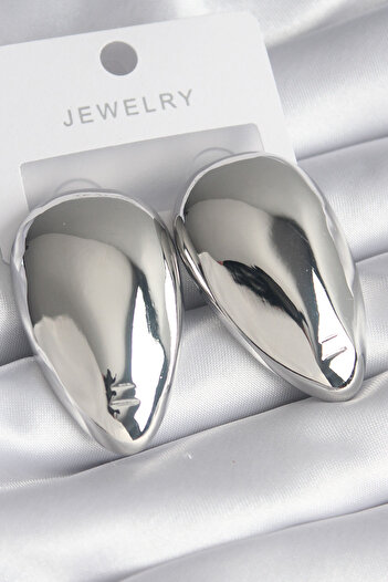 SeyCey.co Brass Silver Color Almond Model Women's Earrings