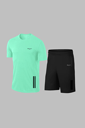 POSEIDON STORM Men's Plus Size - Water Green Dri-Fit T-Shirt and Shorts Set with Pockets, Short Sleeve (4XL-1