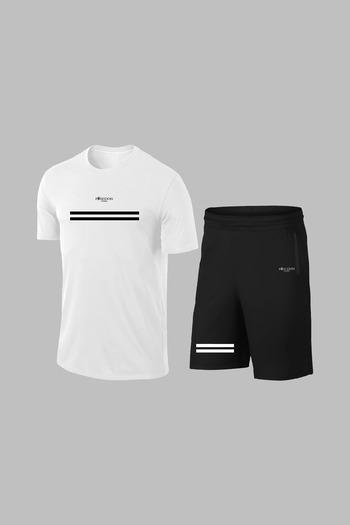 POSEIDON STORM Ανδρικό λευκό ύφασμα Dri-fit μεγάλου μεγέθους, μη εμπριμέ, στρογγυλό λαιμό και κοντομάνικο μπλουζάκι σορτς (4XL-10XL)