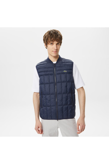 Lacoste Navy Blue Quilted Men's Vest - Judge Collar