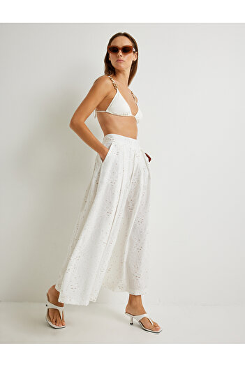 Koton White Women's Broderie Skirt Pants