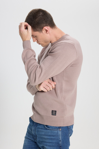 WRANGLER Regular Fit Regular Cut Crew Neck Mink Knitwear Sweater