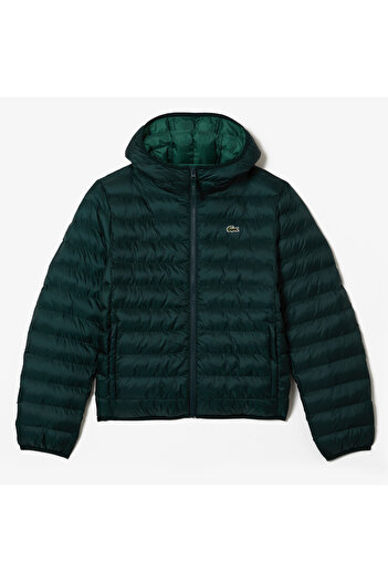 Lacoste Erkek Kapüşonlu Kapitone Yeşil Mont