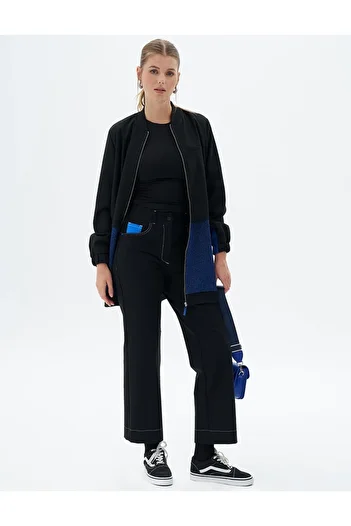 Kayra Black Stitched Punto Trousers