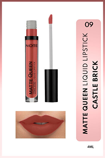 NOTE Matte Queen Lipstick Kalıcı Mat Likit Ruj - 09 Castle Brick - Pembe