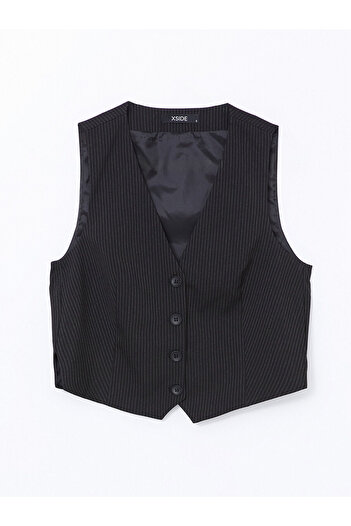 LC Waikiki Lcwk V-Neck Striped Women's Classic Vest