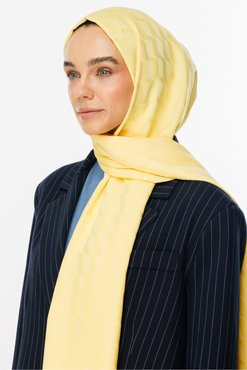 Mooncorn Yellow Wave Pattern Silky Jacquard Shawl