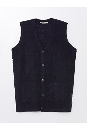 LC Waikiki New Season V-Neck Self-Patterned Women's Knitwear Vest
