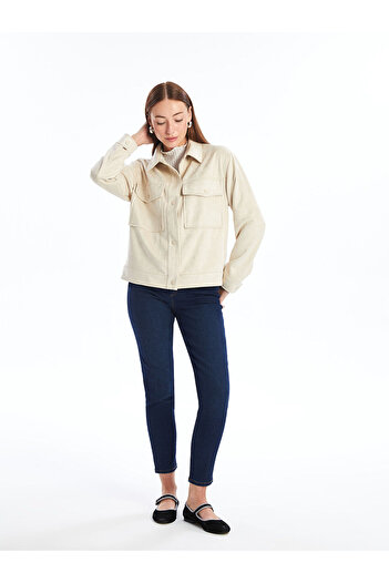 LC Waikiki Peak New Season Shirt Collar Women's Suede Look Jacket