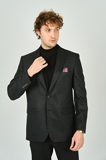 GİO Gio Men's Green Striped Classic Cut Wool Jacket - Regular Fit 1891