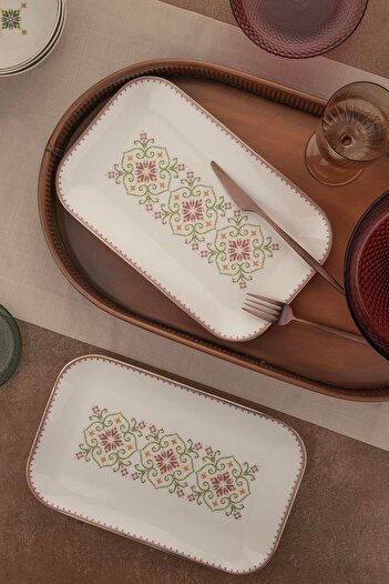 Kütahya Porselen Bone Minas 2 Pieces - 32X20Cm Boat Plate Tapestry