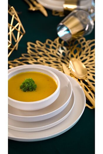 Heda Porselen Zühre 24 Piece 6 Person Off White Porcelain Dinner Set